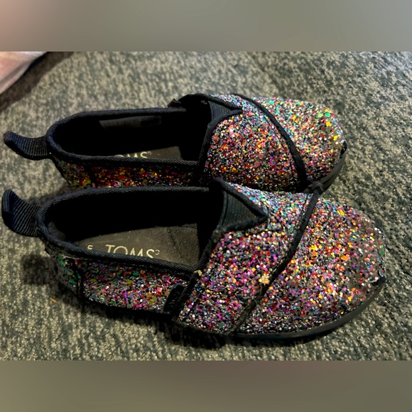 Toms Other - Toms Girls Size 7 Alpargata Black Chunky Glitter‎ Shoes